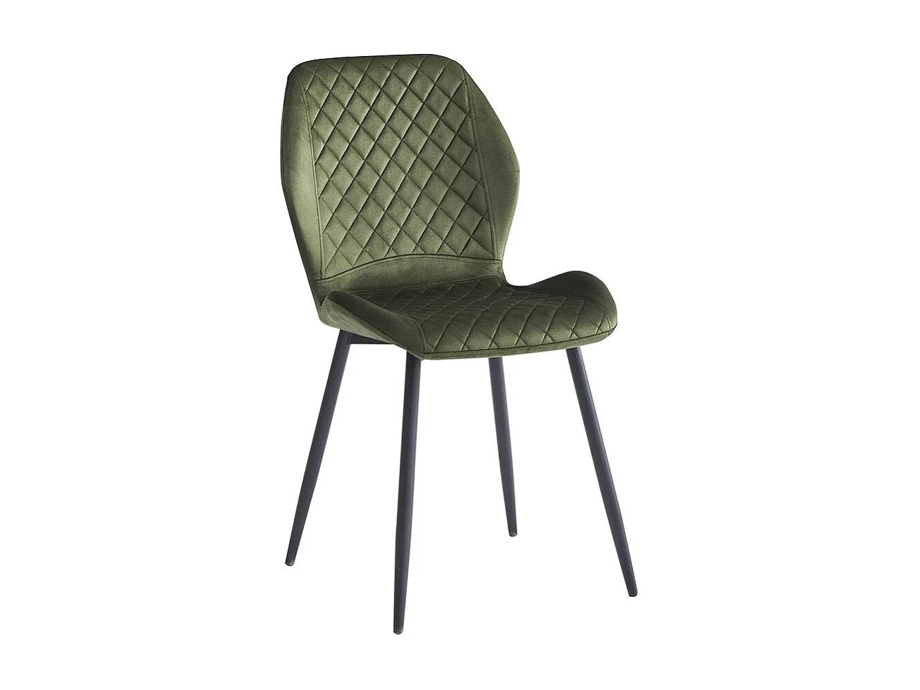 Lot de 4 chaises - tissu et métal noir - vert - LASTA