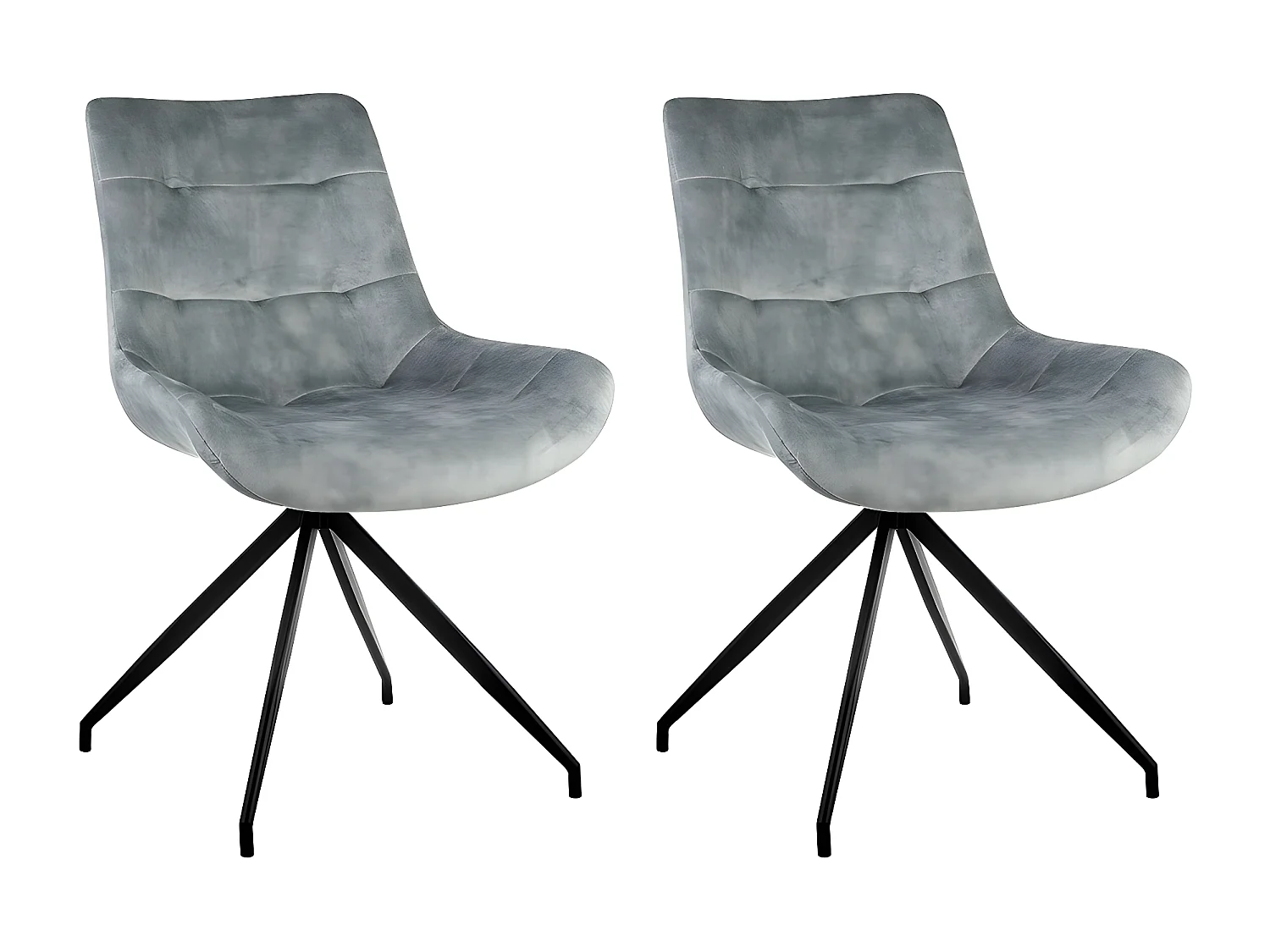 Stuhl 2er-Set - Stoff & schwarzes Metall - Hellgrau - LENINA