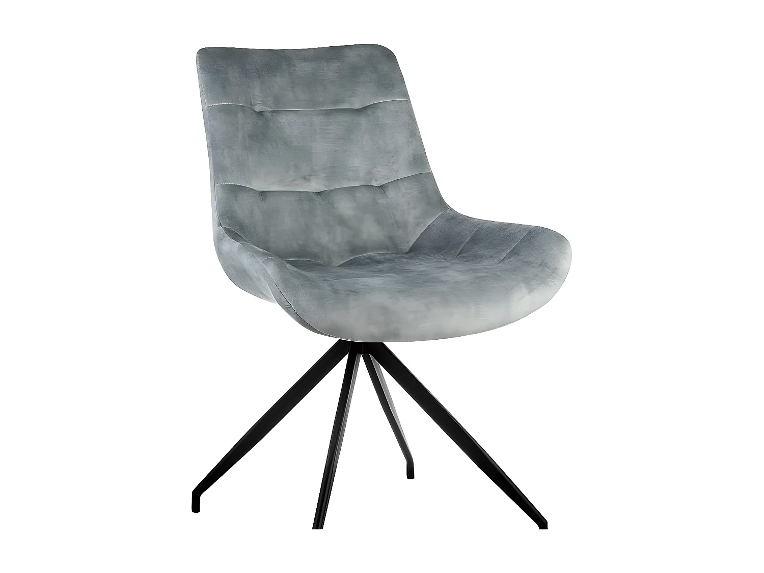 Stuhl 2er-Set - Stoff & schwarzes Metall - Hellgrau - LENINA