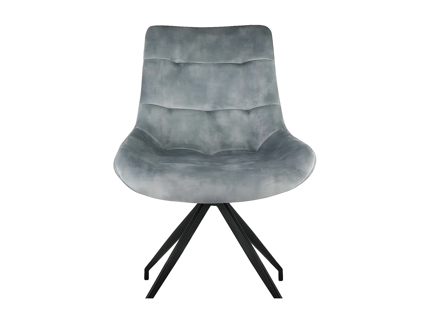 Stuhl 2er-Set - Stoff & schwarzes Metall - Hellgrau - LENINA