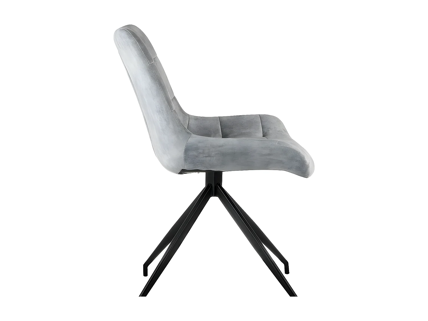 Stuhl 2er-Set - Stoff & schwarzes Metall - Hellgrau - LENINA