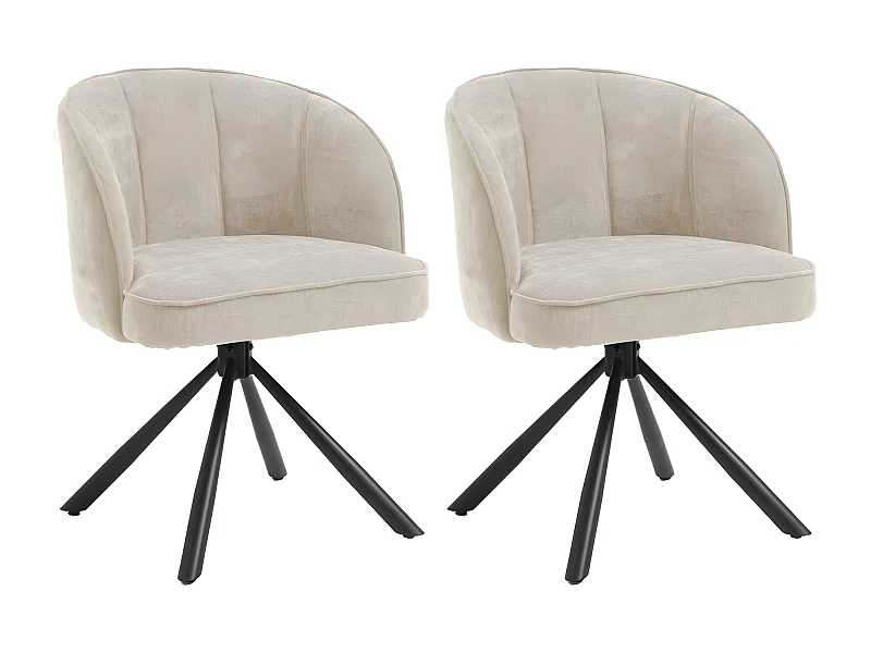 Stoelenset van 2 - stof & zwart metaal - beige - HELKAN