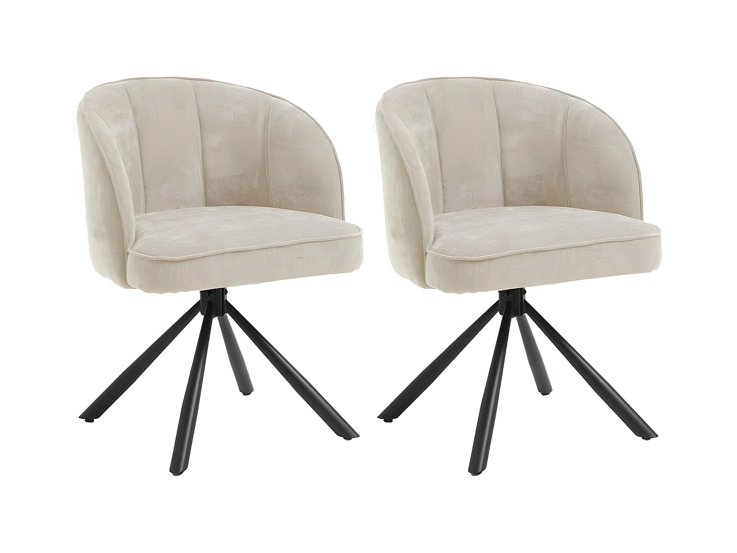 Stuhl 2er-Set - Stoff & schwarzes Metall - Beige - HELKAN
