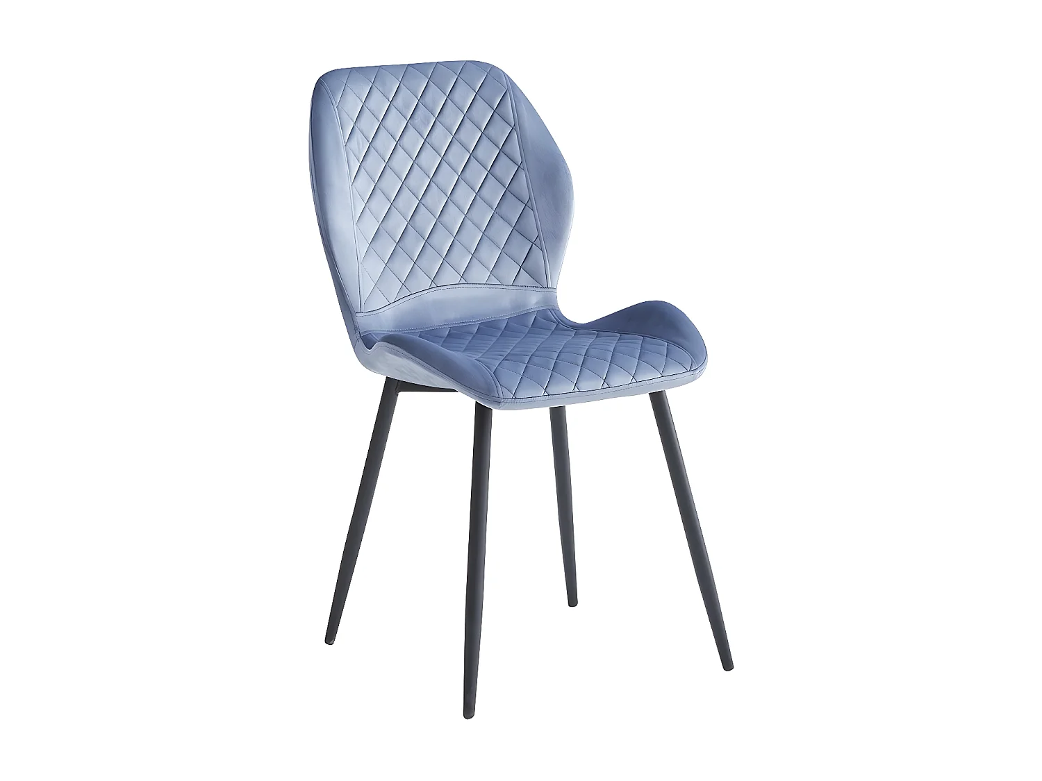 Stuhl 4er-Set - Stoff & schwarzes Metall - Blau - LASTA