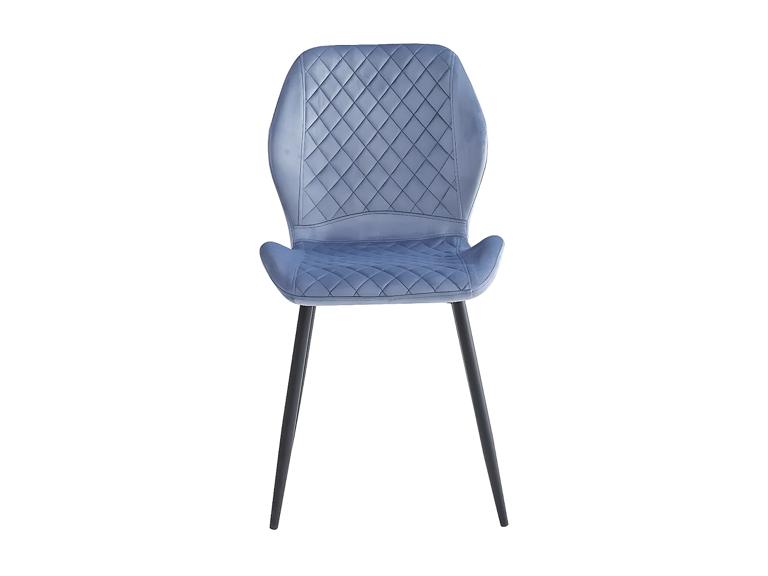 Stuhl 4er-Set - Stoff & schwarzes Metall - Blau - LASTA