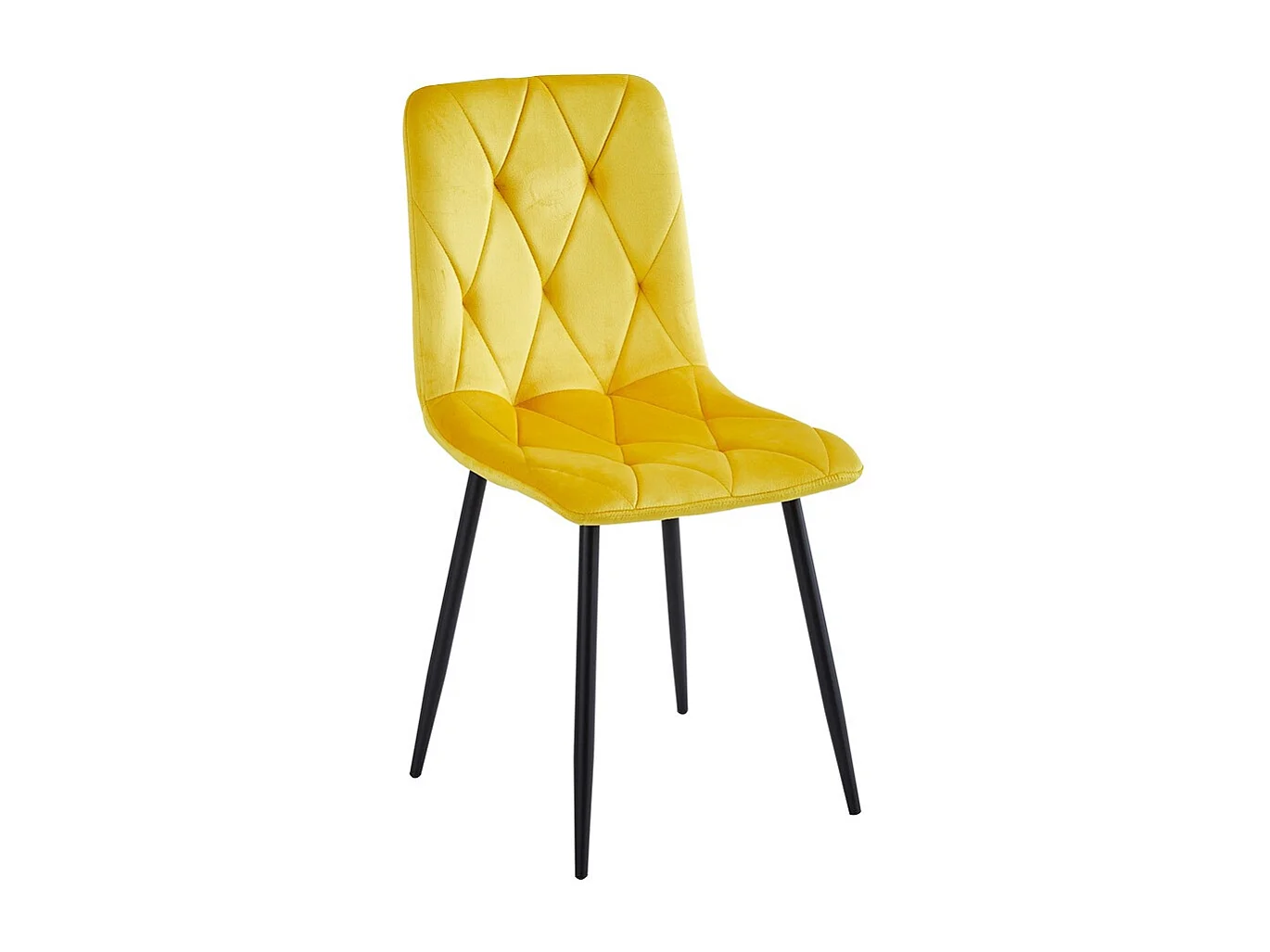 Lot de 4 chaises - tissu et métal noir - jaune - MELKO