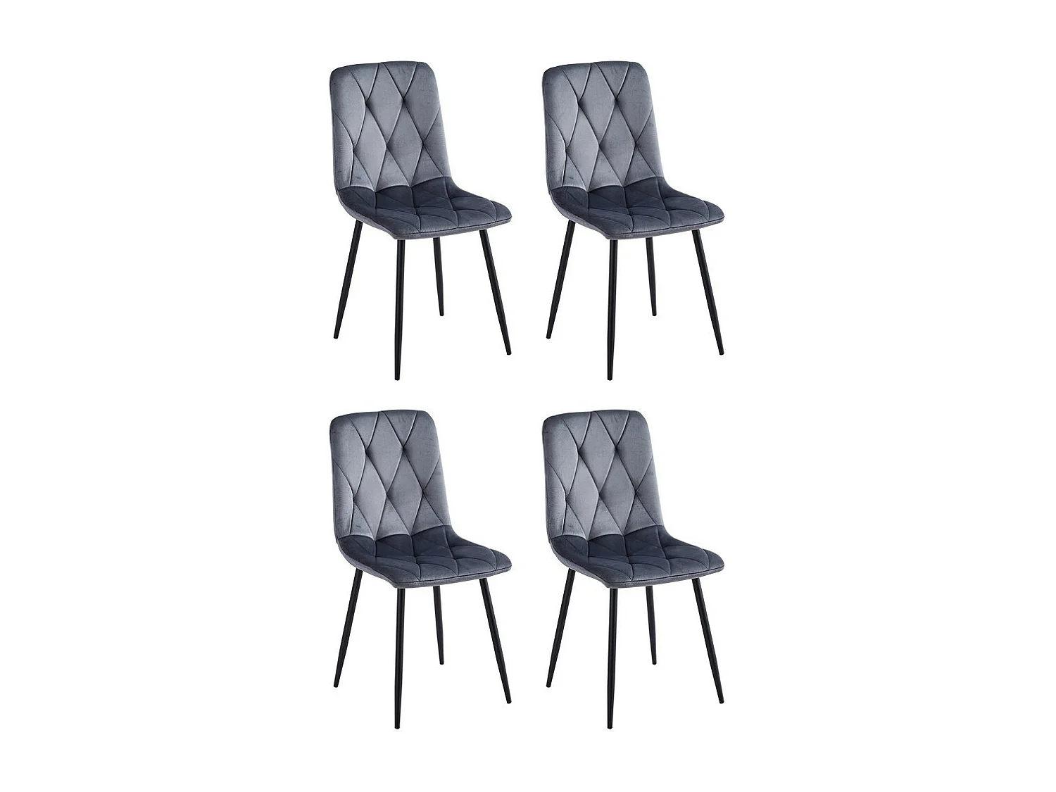 Stuhl 4er-Set - Stoff & schwarzes Metall - Grau - MELKO