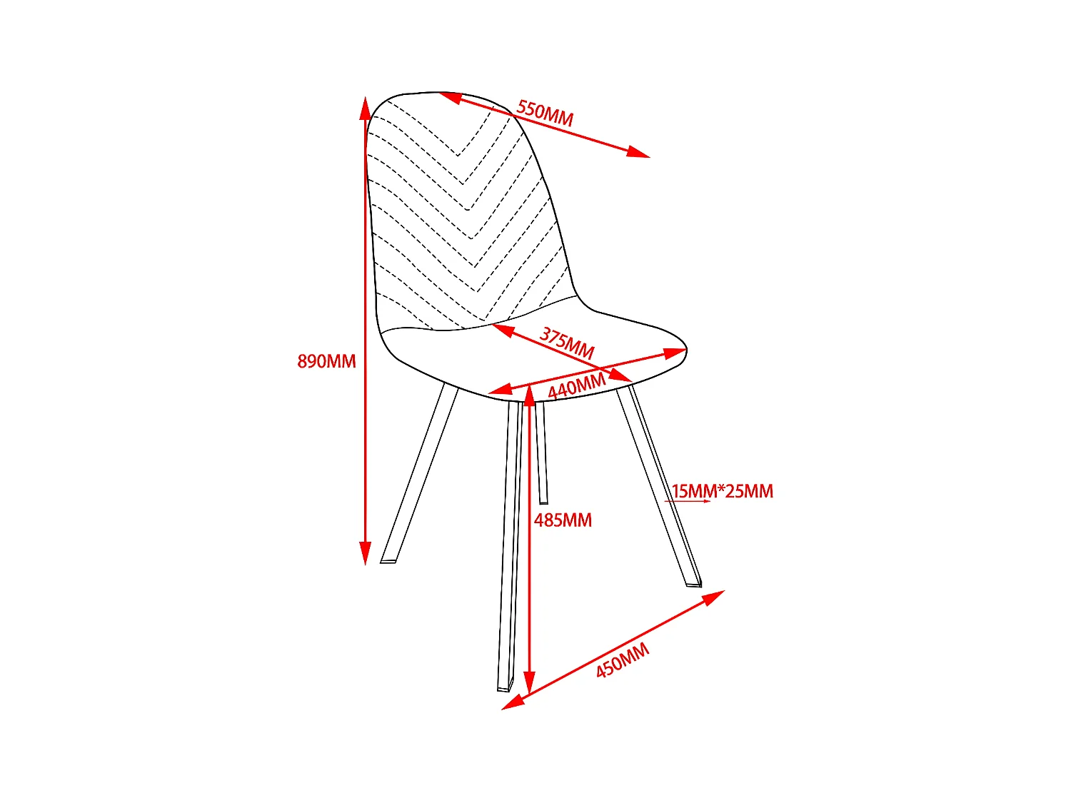 Lot de 4 chaises - tissu et métal noir - Curcuma - CELISA