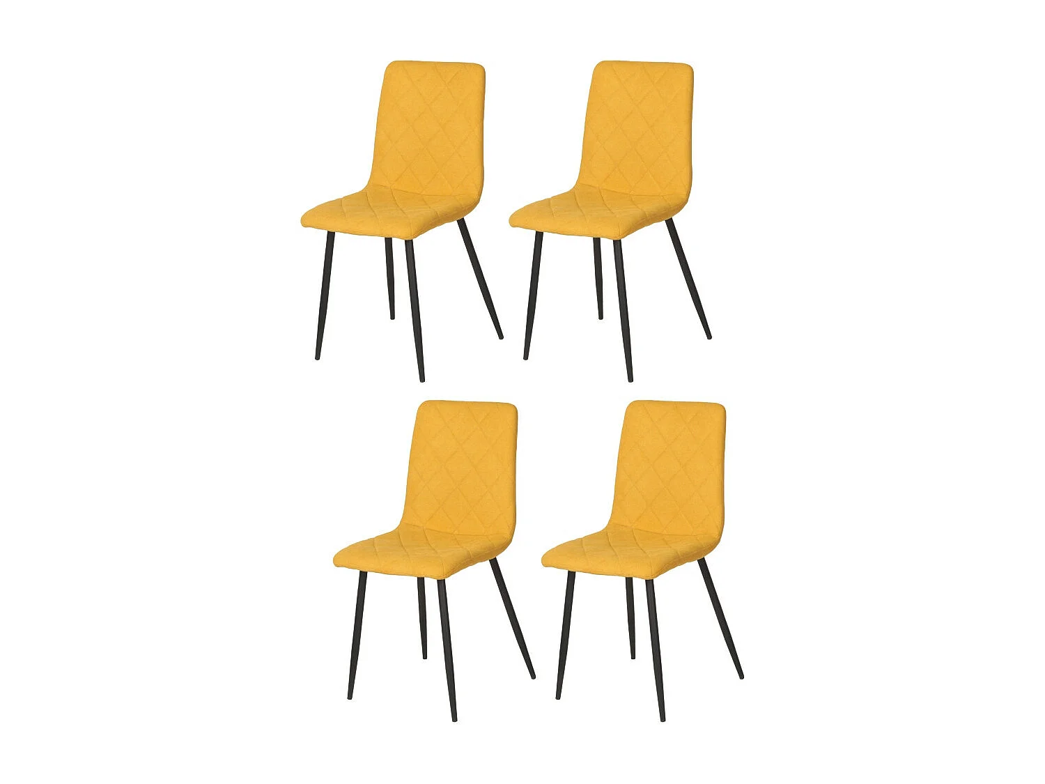 Lot de 4 chaises - tissu et métal noir - rose - DALIA