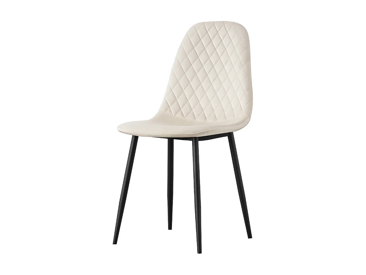 Lot de 4 chaises - tissu et métal noir - beige - BACARD