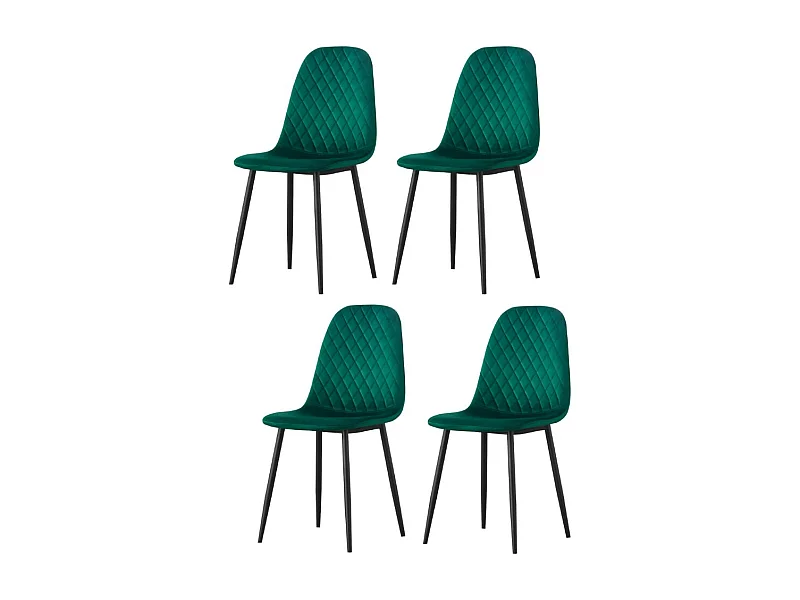 Lot de 4 chaises - tissu et métal noir - beige - BACARD