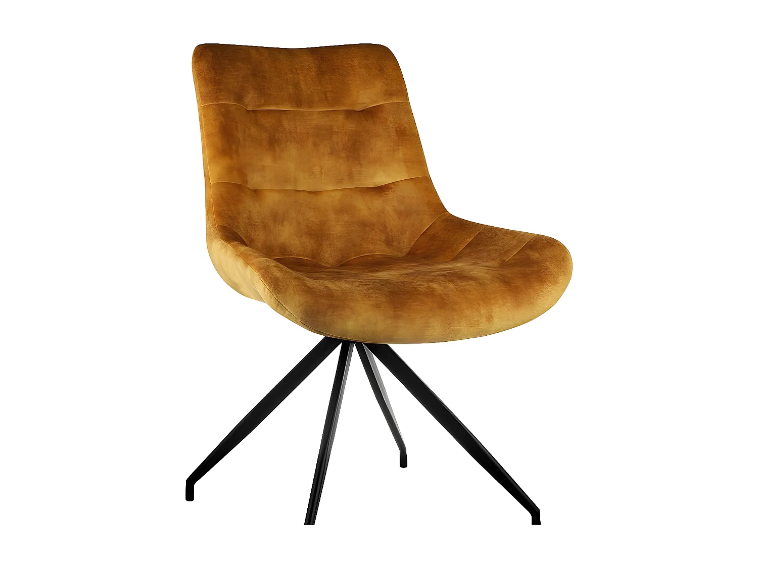 Stuhl 2er-Set - Stoff & schwarzes Metall - Curcuma - LENINA