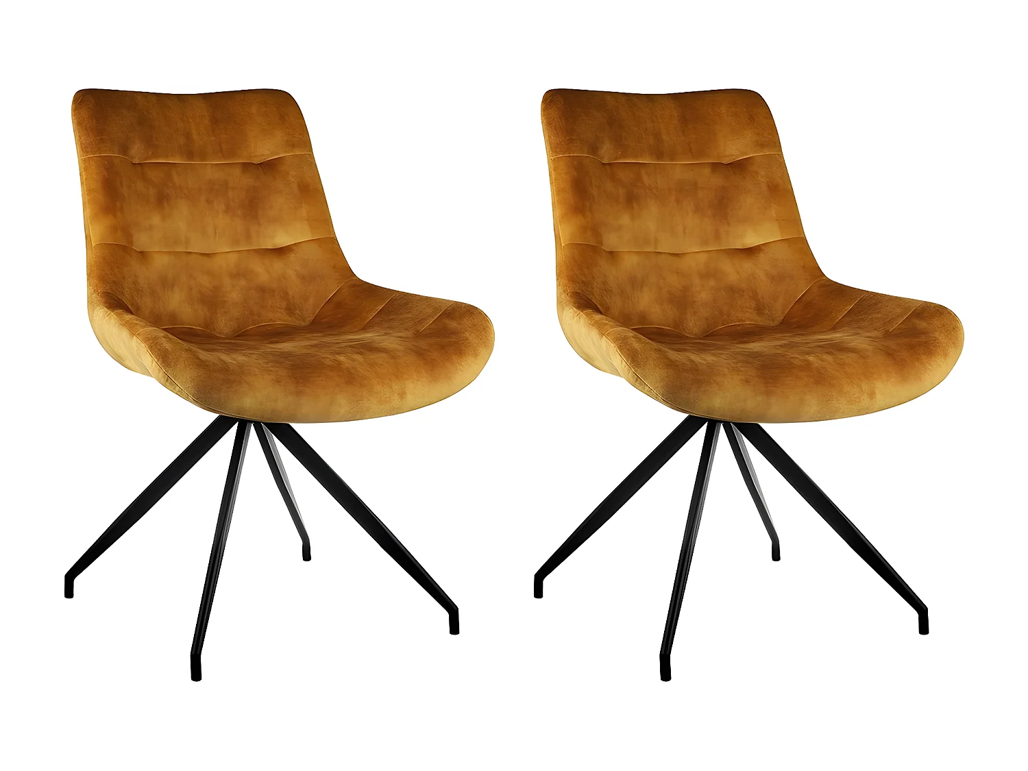 Stuhl 2er-Set - Stoff & schwarzes Metall - Curcuma - LENINA