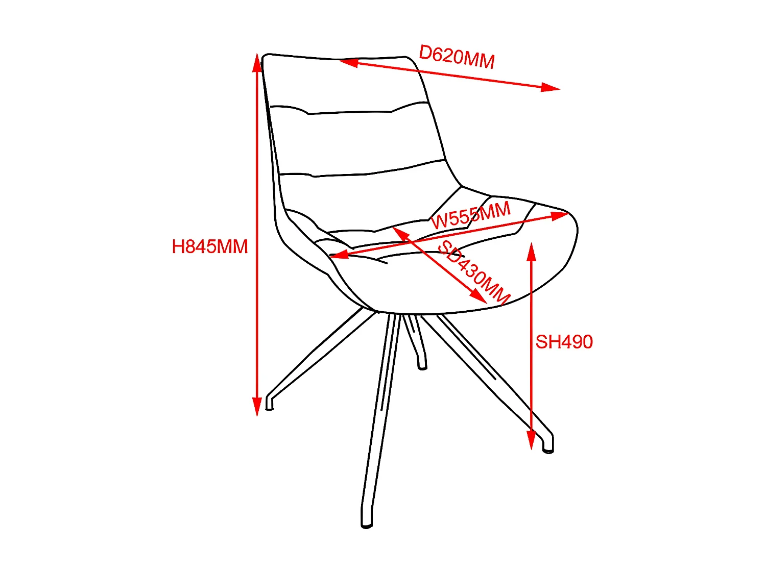Stuhl 2er-Set - Stoff & schwarzes Metall - Curcuma - LENINA