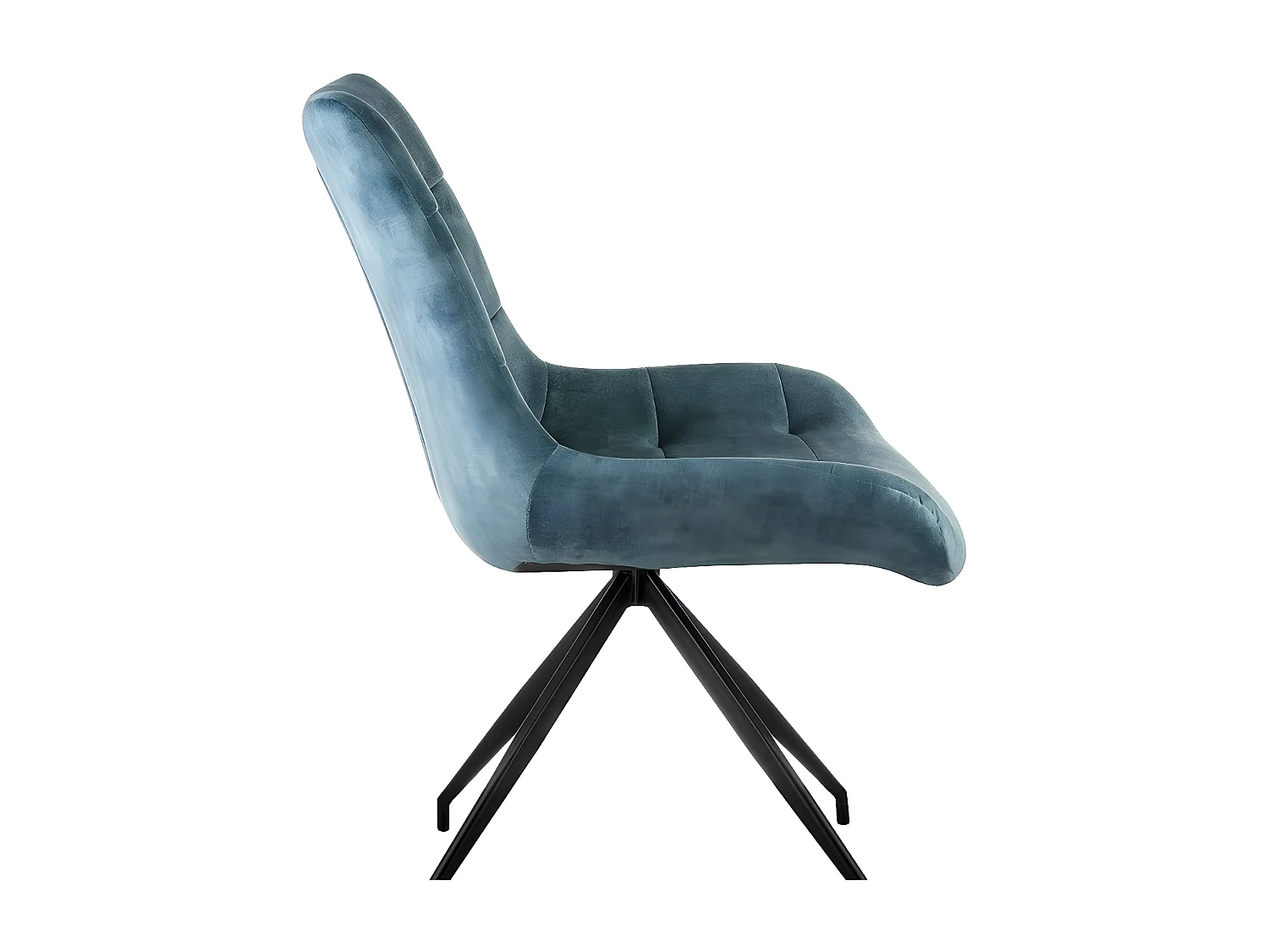 Stuhl 2er-Set - Stoff & schwarzes Metall - Blau - LENINA