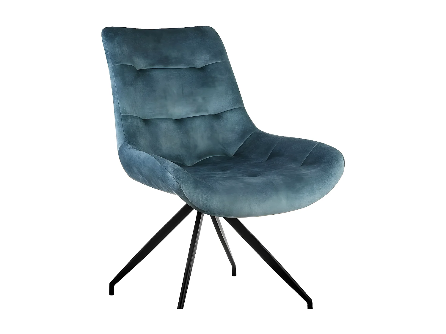 Stuhl 2er-Set - Stoff & schwarzes Metall - Blau - LENINA