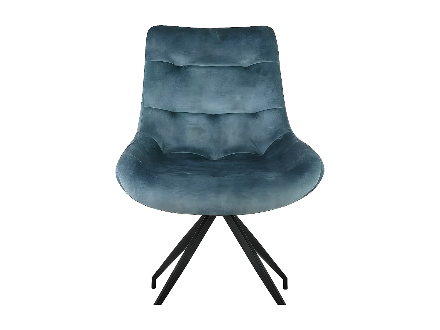 Stuhl 2er-Set - Stoff & schwarzes Metall - Blau - LENINA