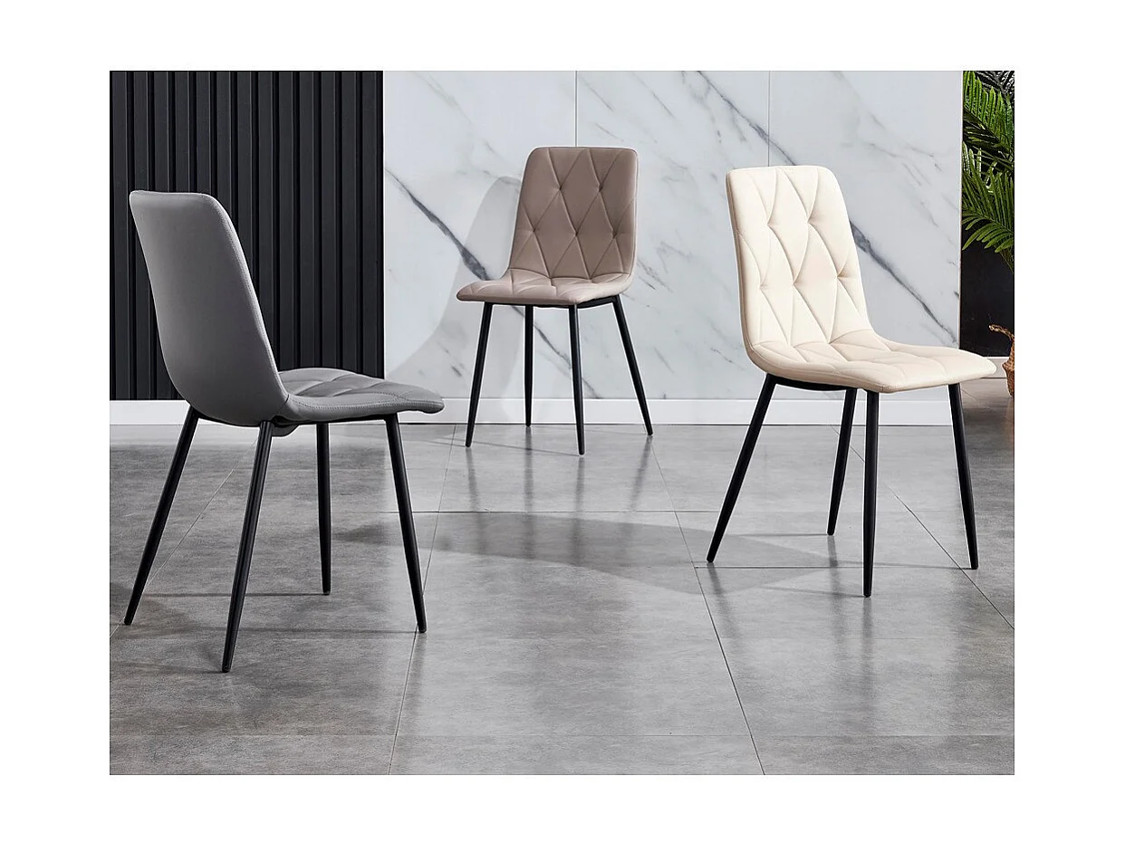 Lot de 4 chaises - tissu et métal noir - taupe - MELKO