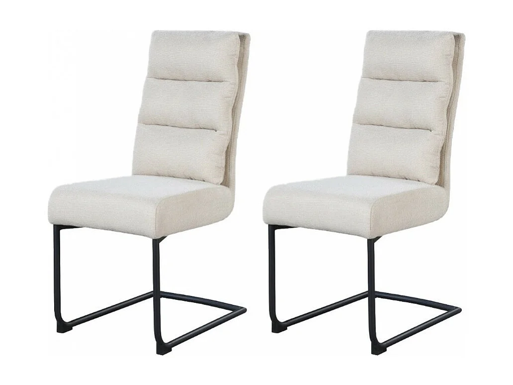 Lot de 2 chaises - tissu et métal noir - marron - MARKAR