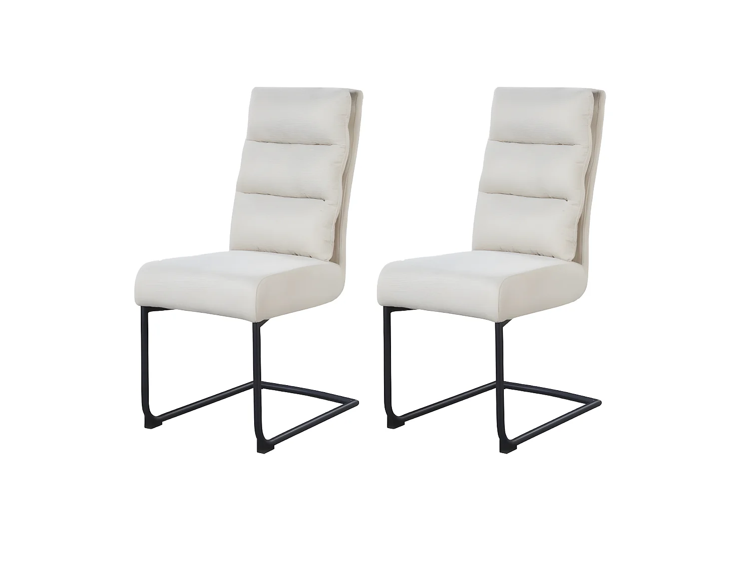 Lot de 2 chaises - tissu et métal noir - beige - MARKAR