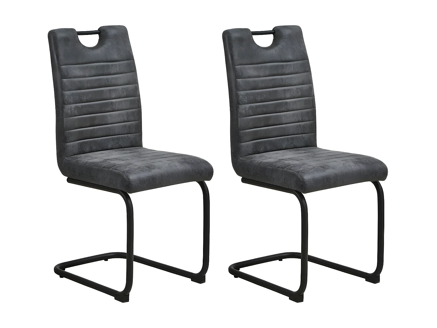 Lot de 2 chaises - tissu et métal noir - LOGI