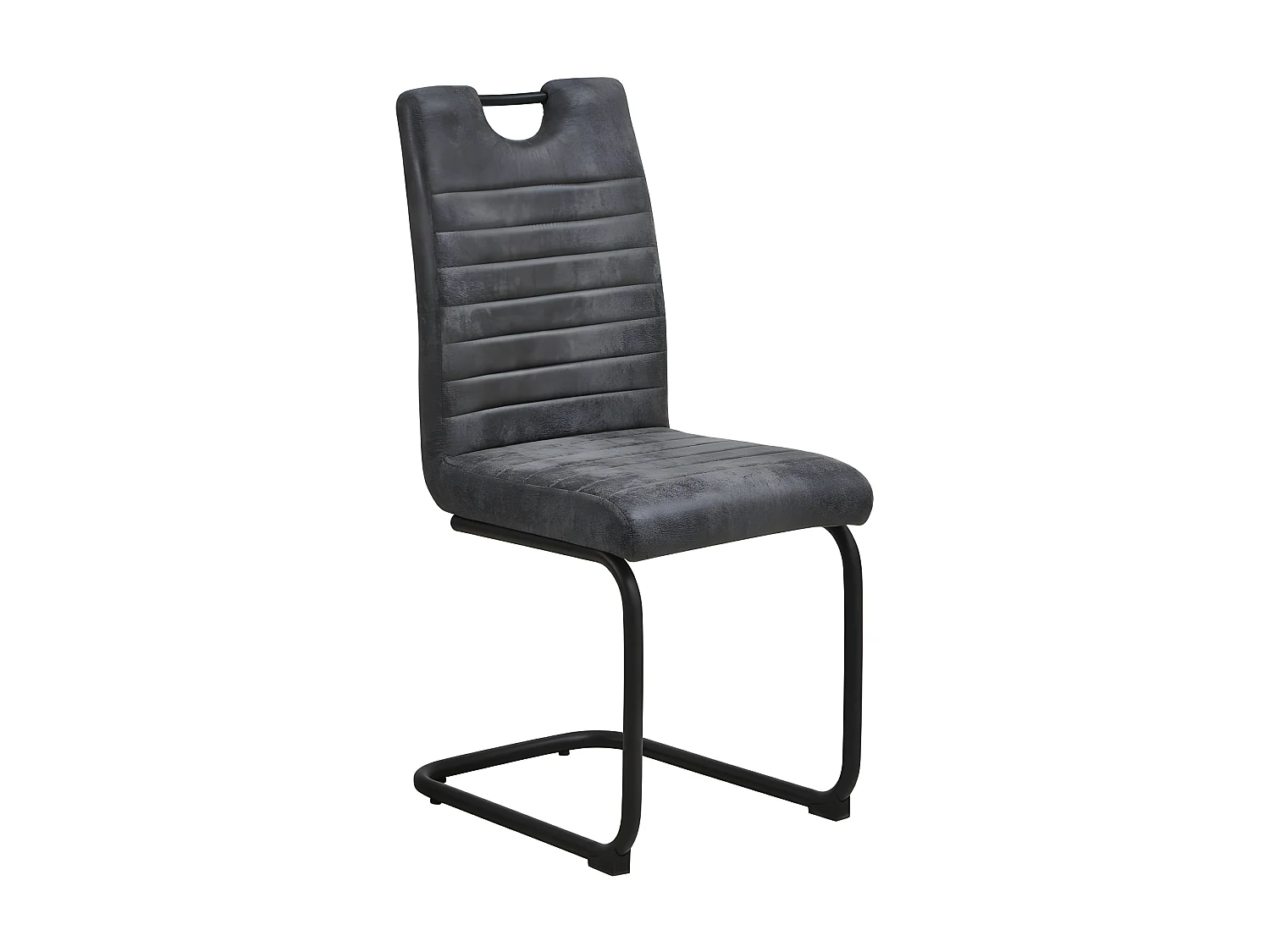 Lot de 2 chaises - tissu et métal noir - LOGI