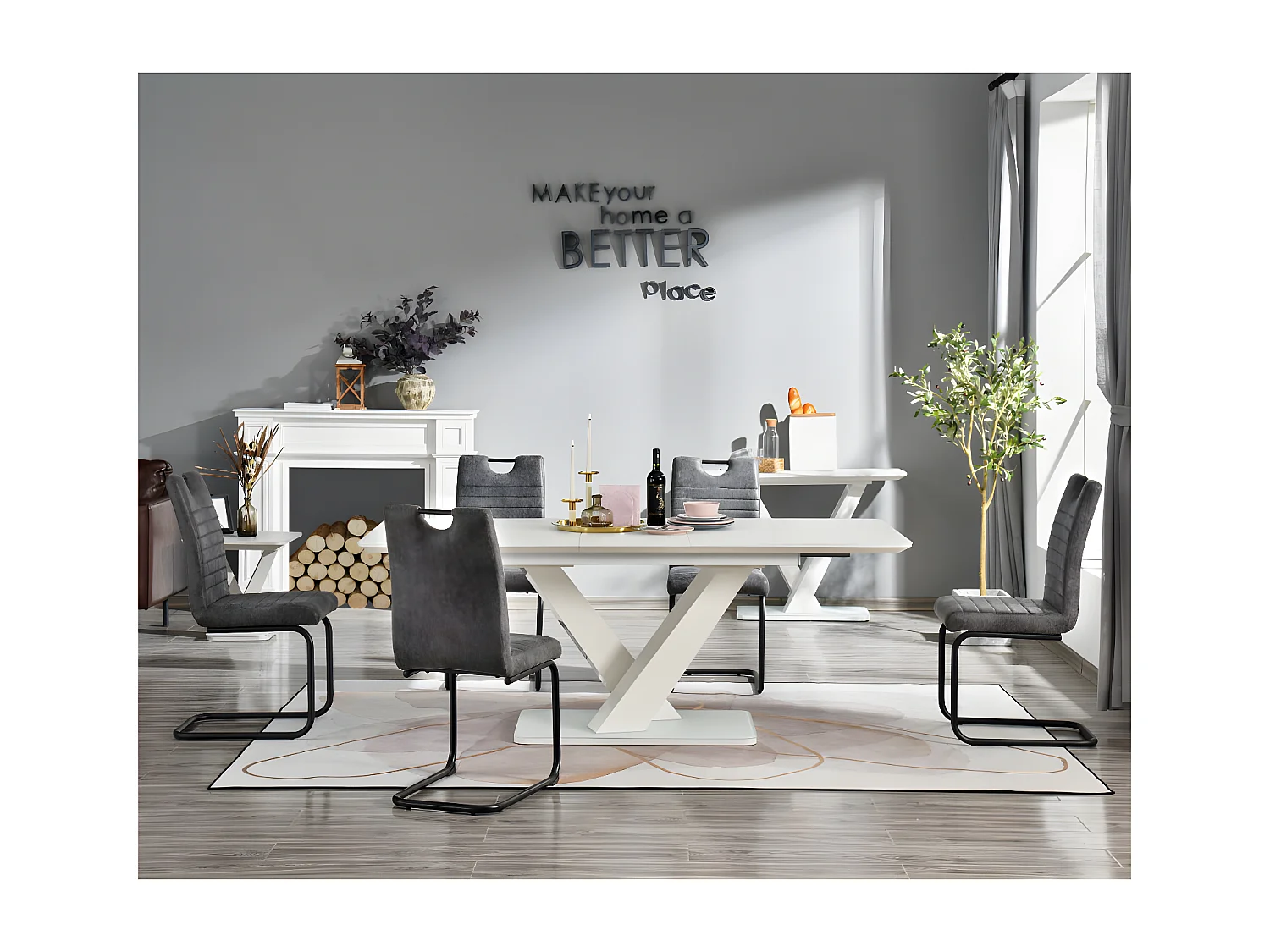 Lot de 2 chaises - tissu et métal noir - LOGI