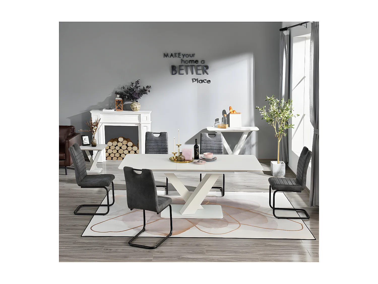 Lot de 2 chaises - tissu et métal noir - LOGI