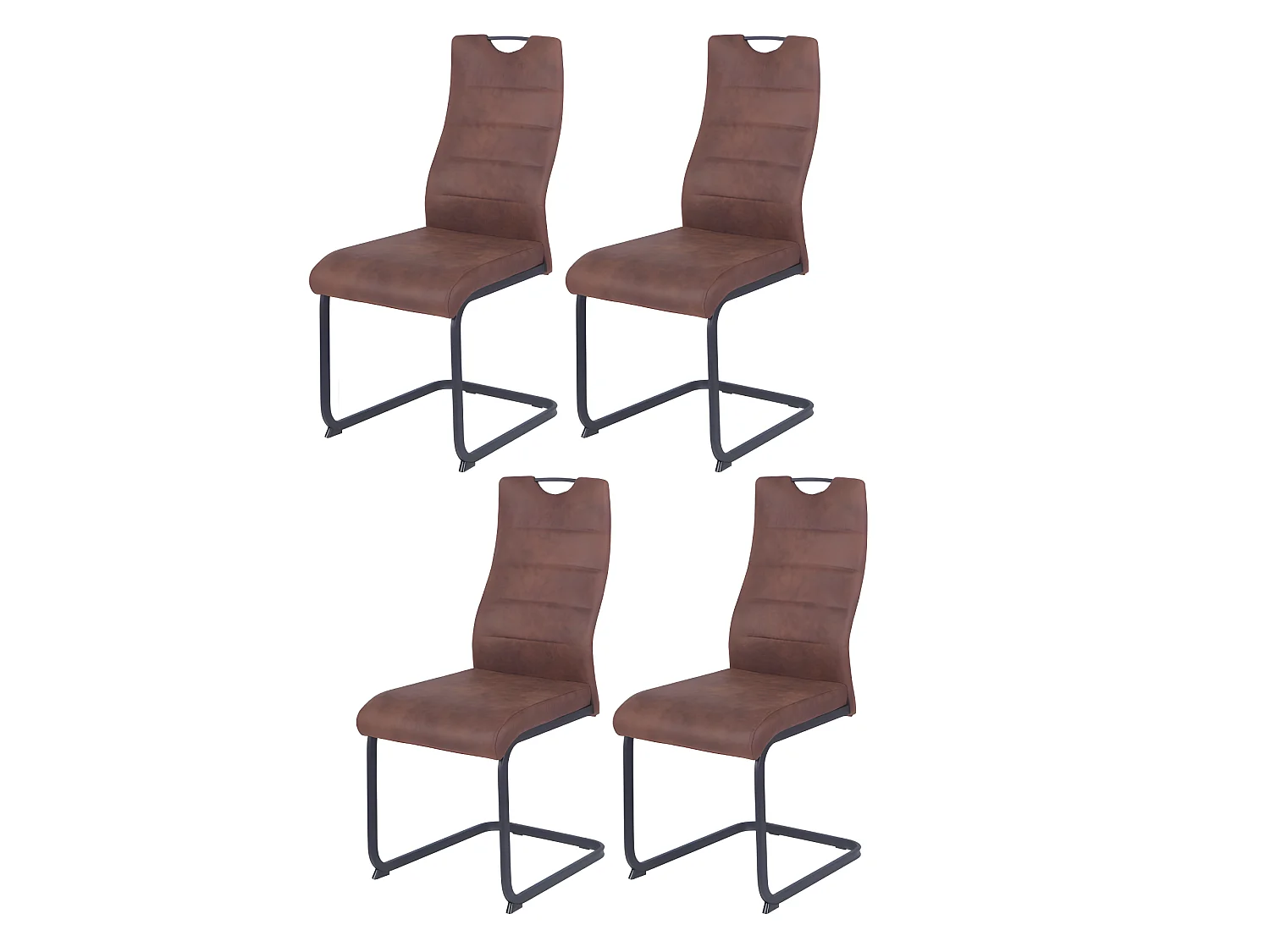 Lot de 4 chaises - tissu et métal noir - marron - PANTA