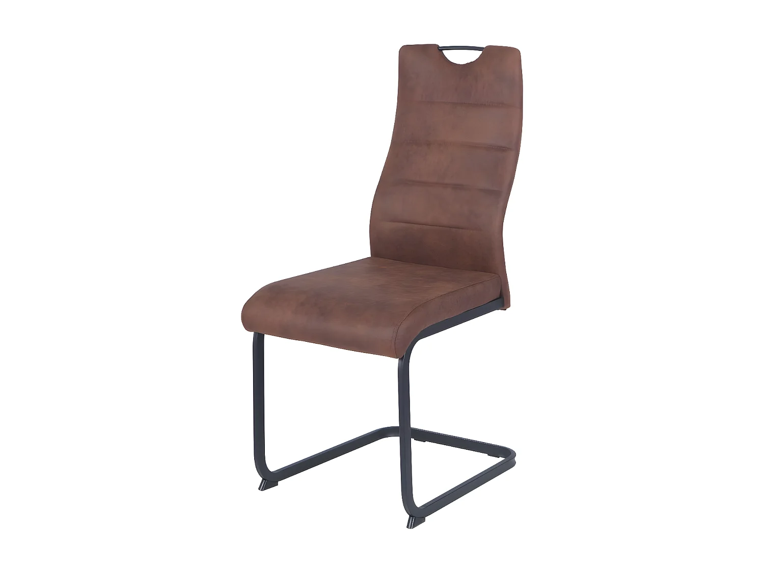 Lot de 4 chaises - tissu et métal noir - marron - PANTA