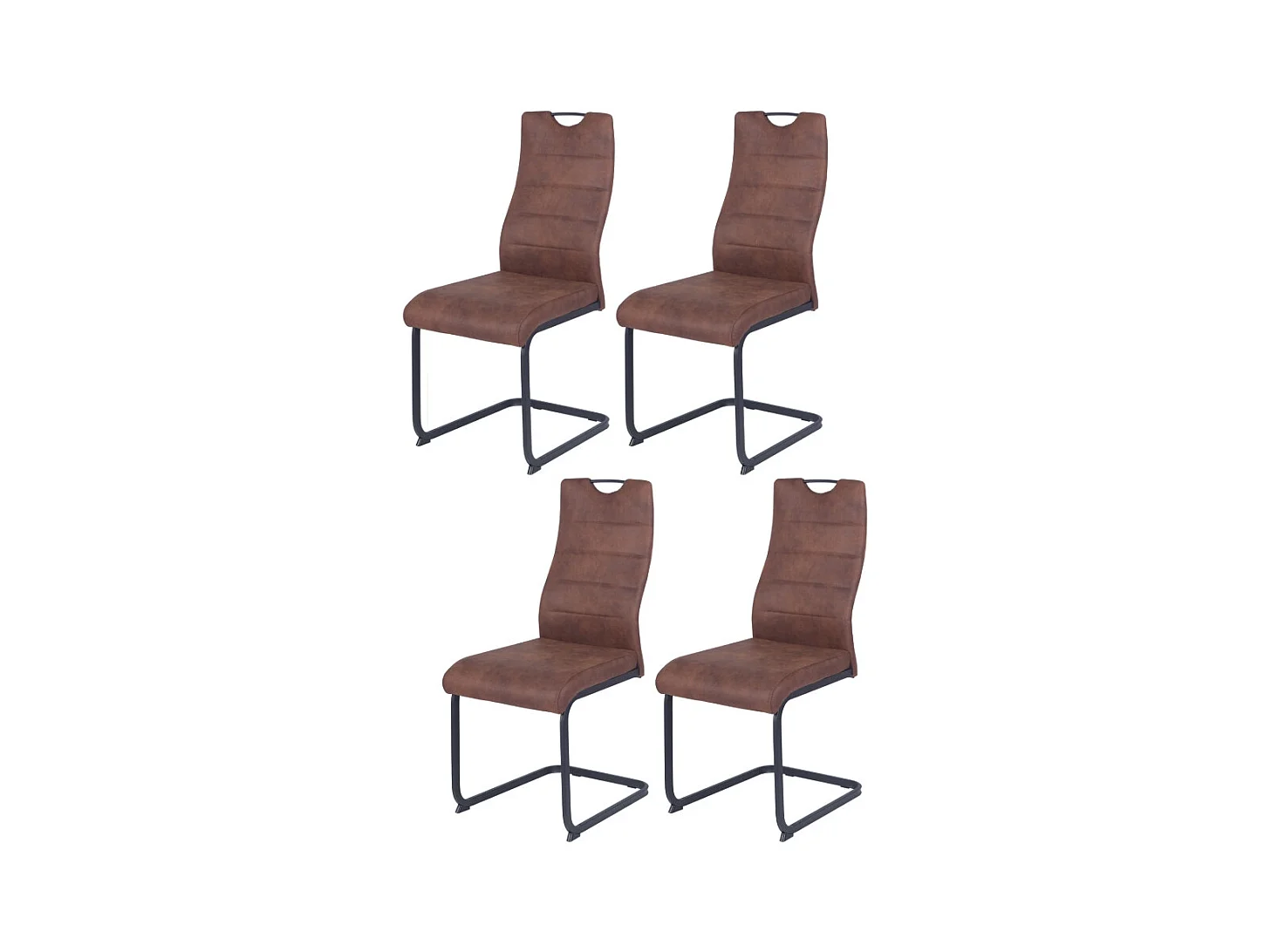 Stuhl 4er-Set - Stoff & schwarzes Metall - Dunkelgrau - PANTA
