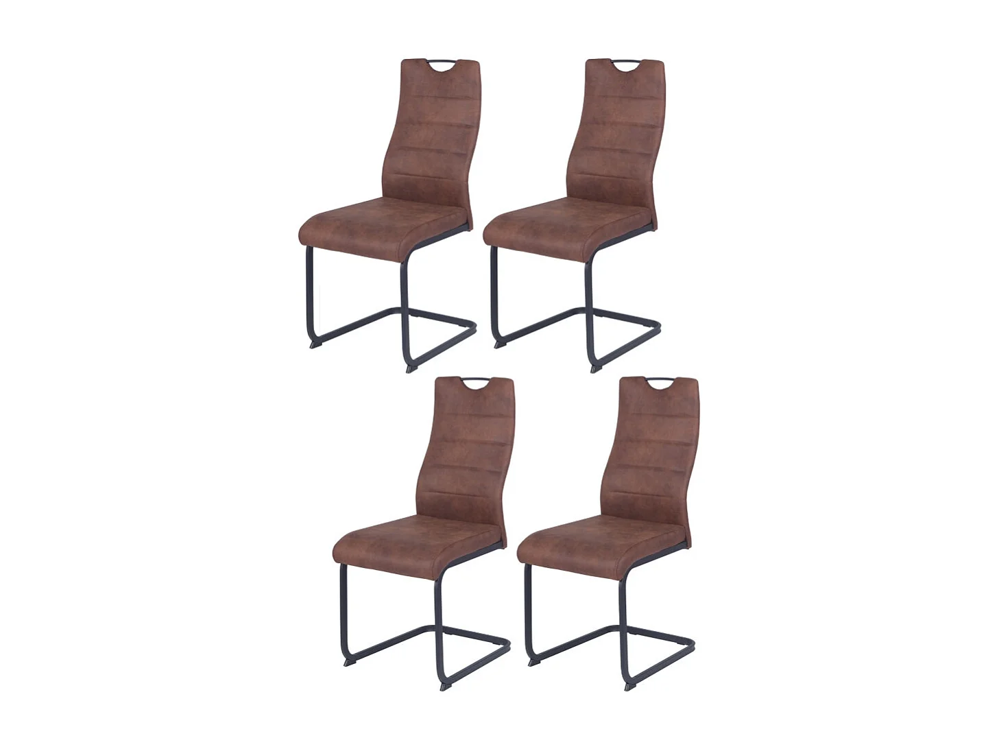 Lot de 4 chaises - tissu et métal noir - gris foncé - PANTA