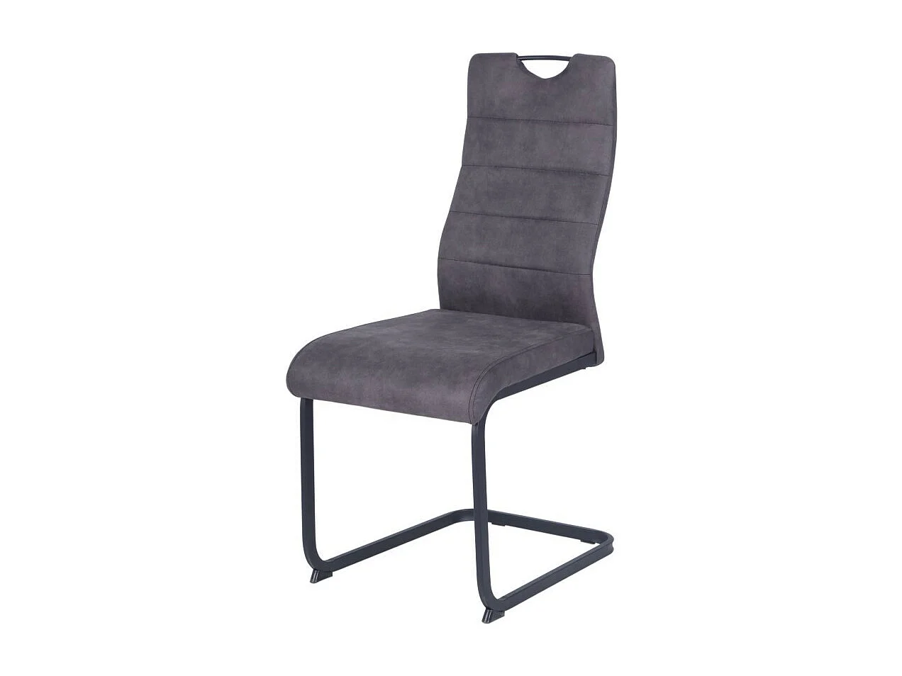 Lot de 4 chaises - tissu et métal noir - gris foncé - PANTA