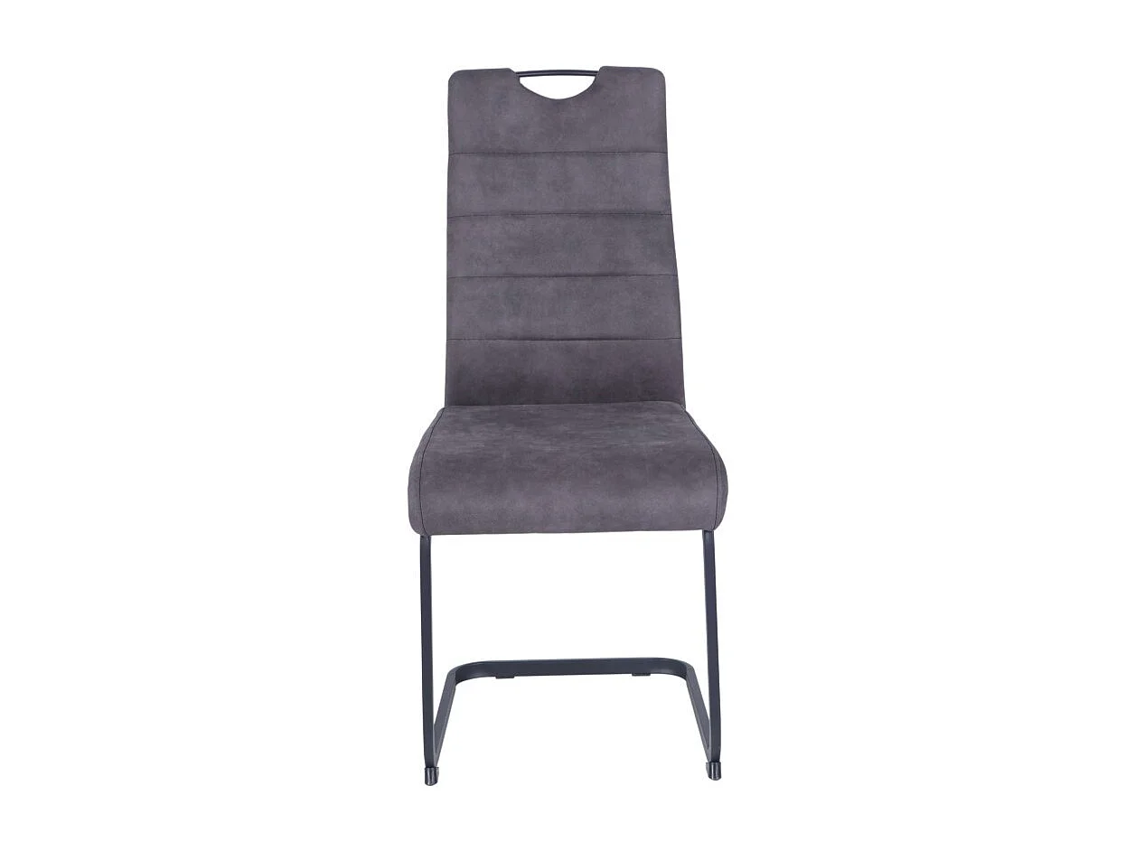 Lot de 4 chaises - tissu et métal noir - gris foncé - PANTA