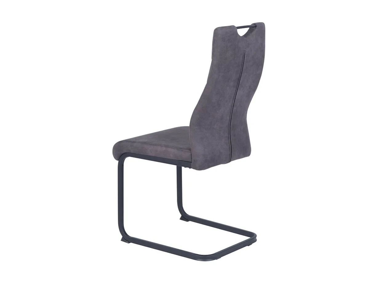 Lot de 4 chaises - tissu et métal noir - gris foncé - PANTA