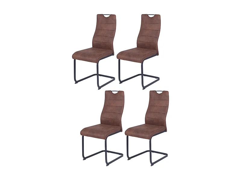 Lot de 4 chaises - tissu et métal noir - gris foncé - PANTA