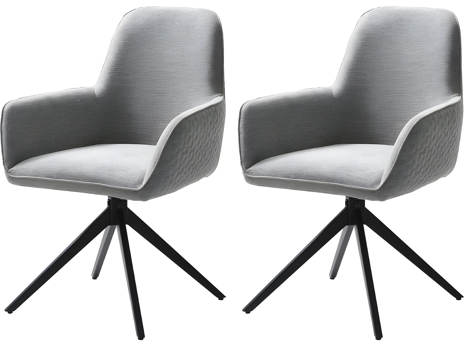 Lot de 2 chaises avec accoudoirs - tissu et métal noir - MANTO