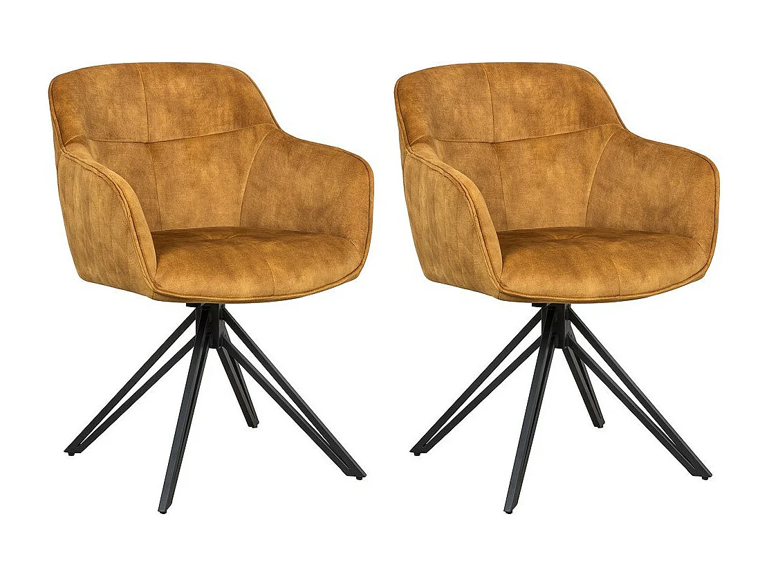 Sedia con braccioli, set da 2 - tessuto e metallo nero - verde scuro - HOLM