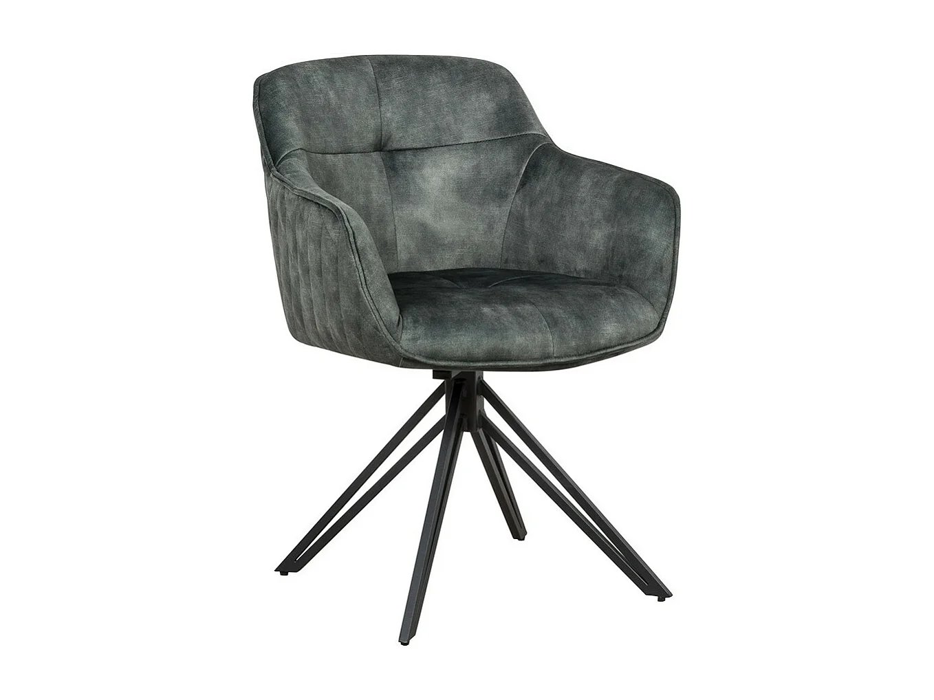 Sedia con braccioli, set da 2 - tessuto e metallo nero - verde scuro - HOLM