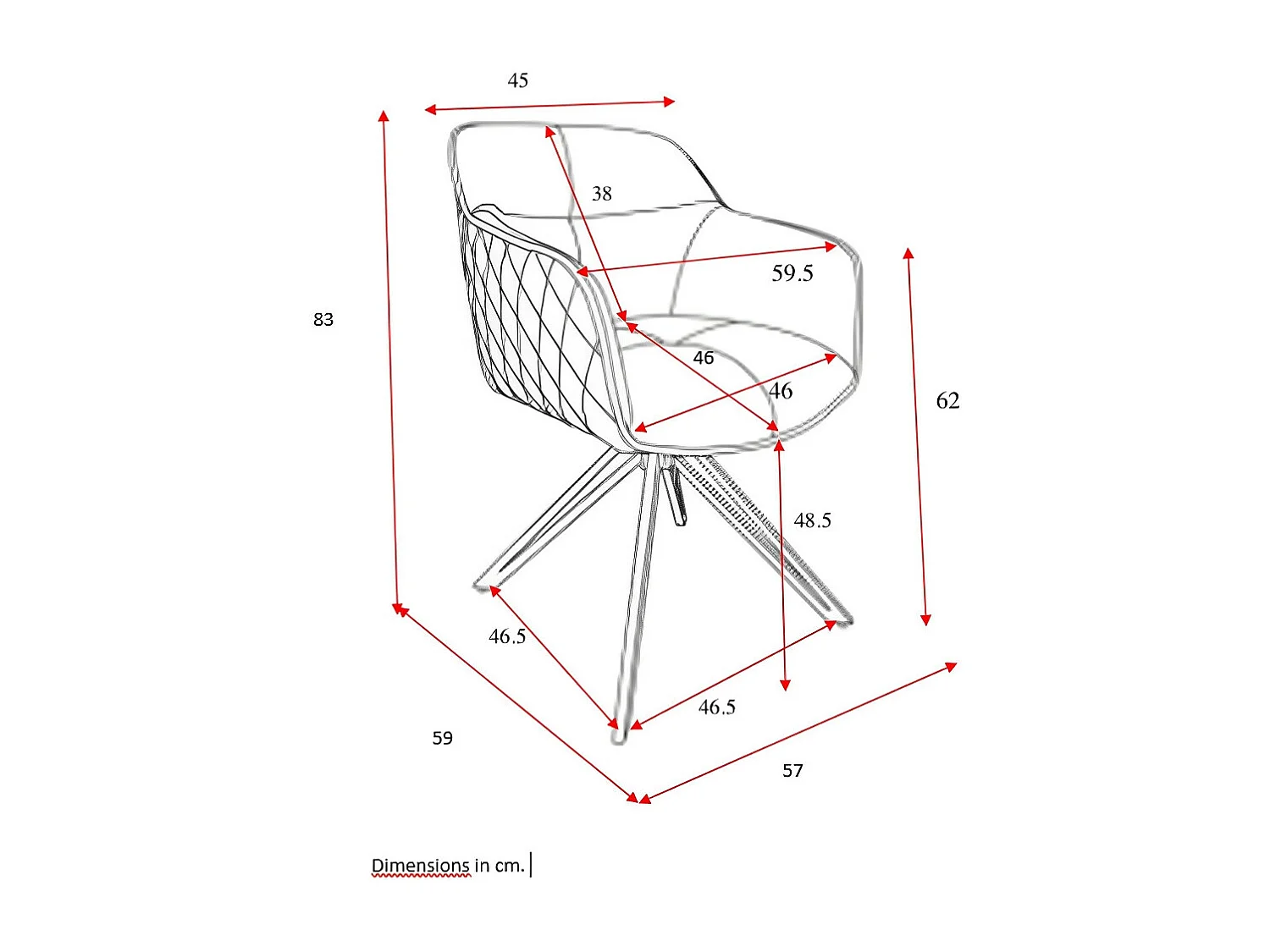 Sedia con braccioli, set da 2 - tessuto e metallo nero - verde scuro - HOLM