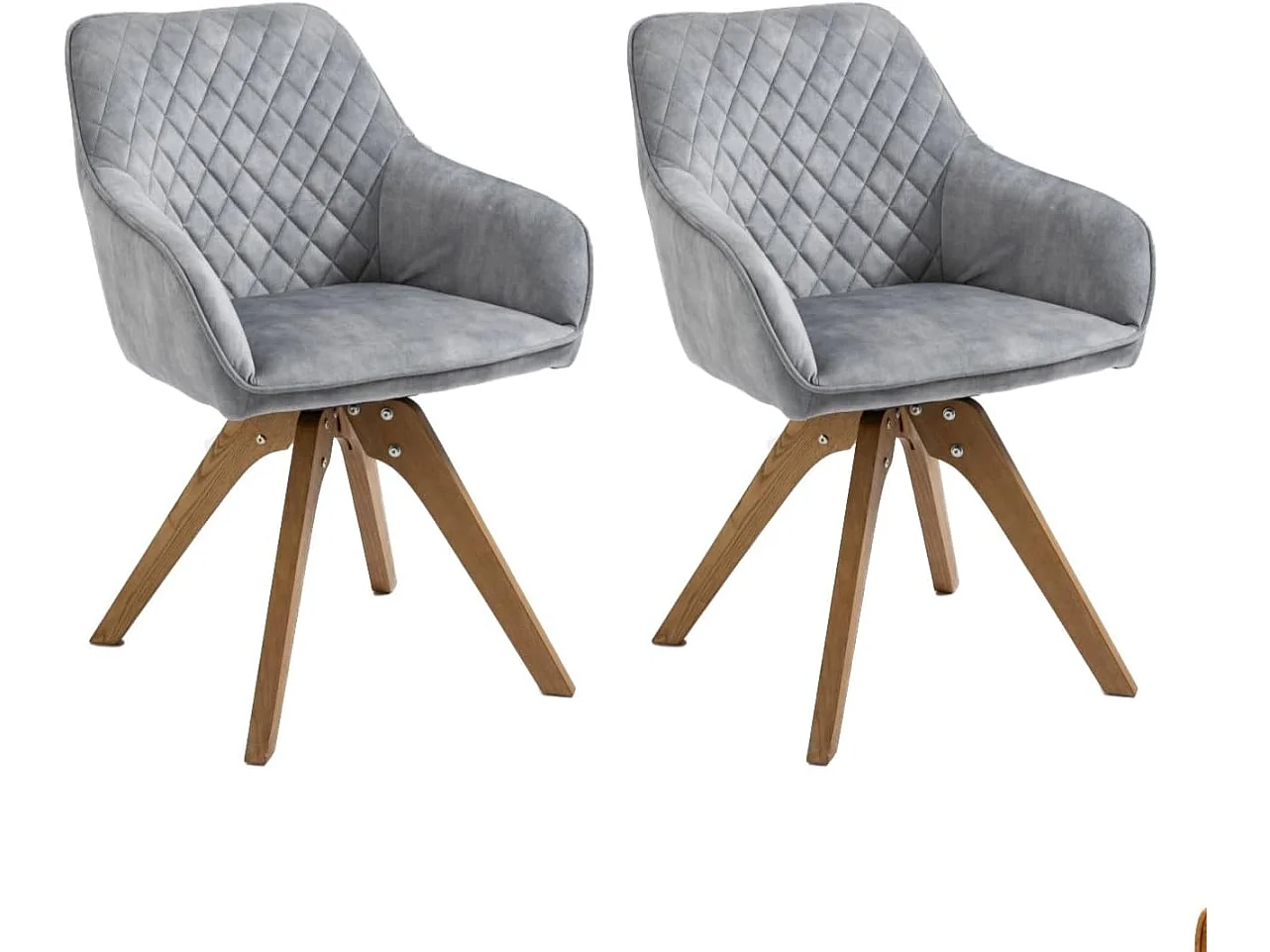 Stoel met armleuningen, set van 2 - stof & massief hout - lichtgrijs - VELONA