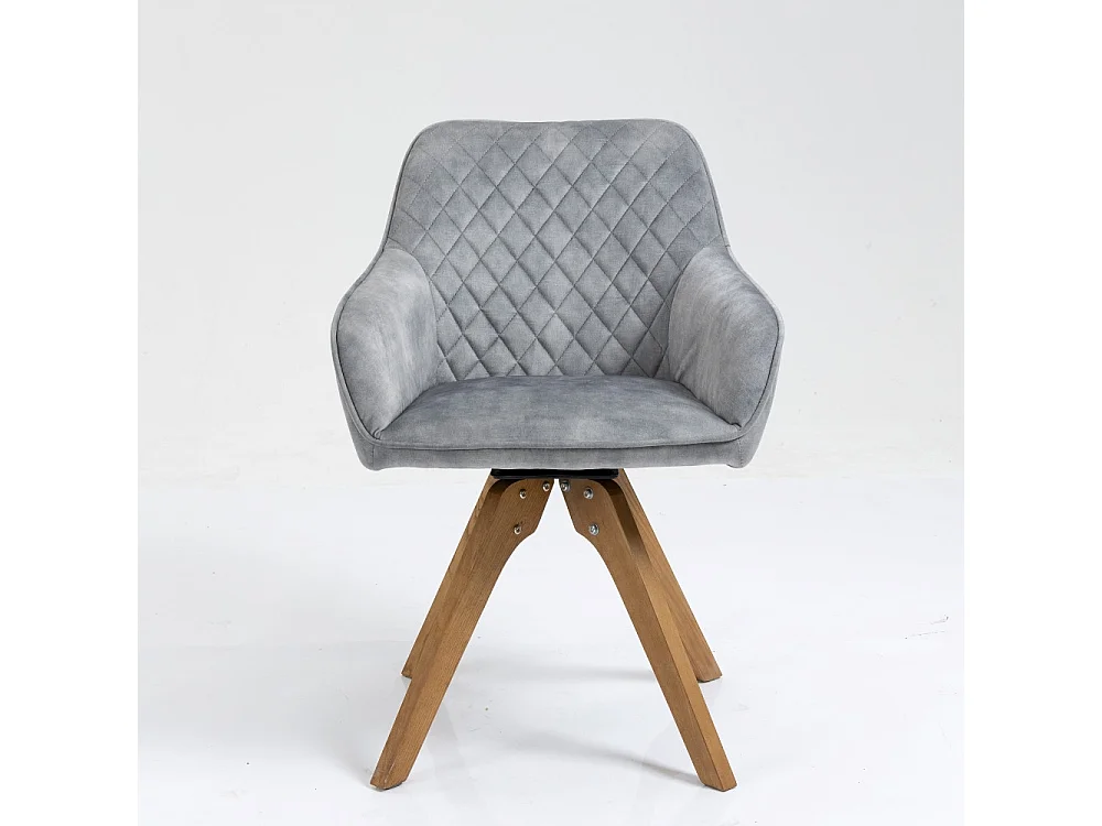 Stoel met armleuningen, set van 2 - stof & massief hout - lichtgrijs - VELONA