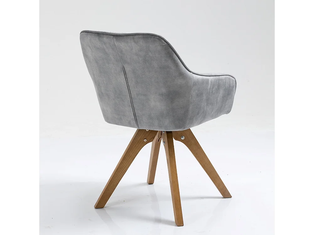 Stoel met armleuningen, set van 2 - stof & massief hout - lichtgrijs - VELONA