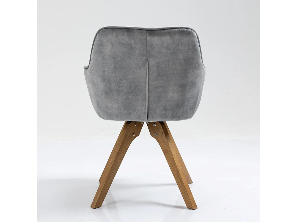 Stoel met armleuningen, set van 2 - stof & massief hout - lichtgrijs - VELONA