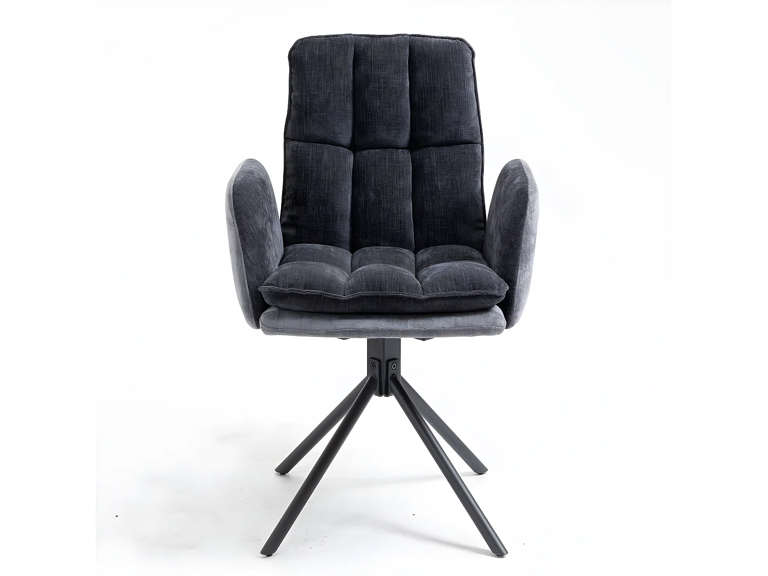 Lot de 2 chaises - tissu et métal noir - gris - SENTI