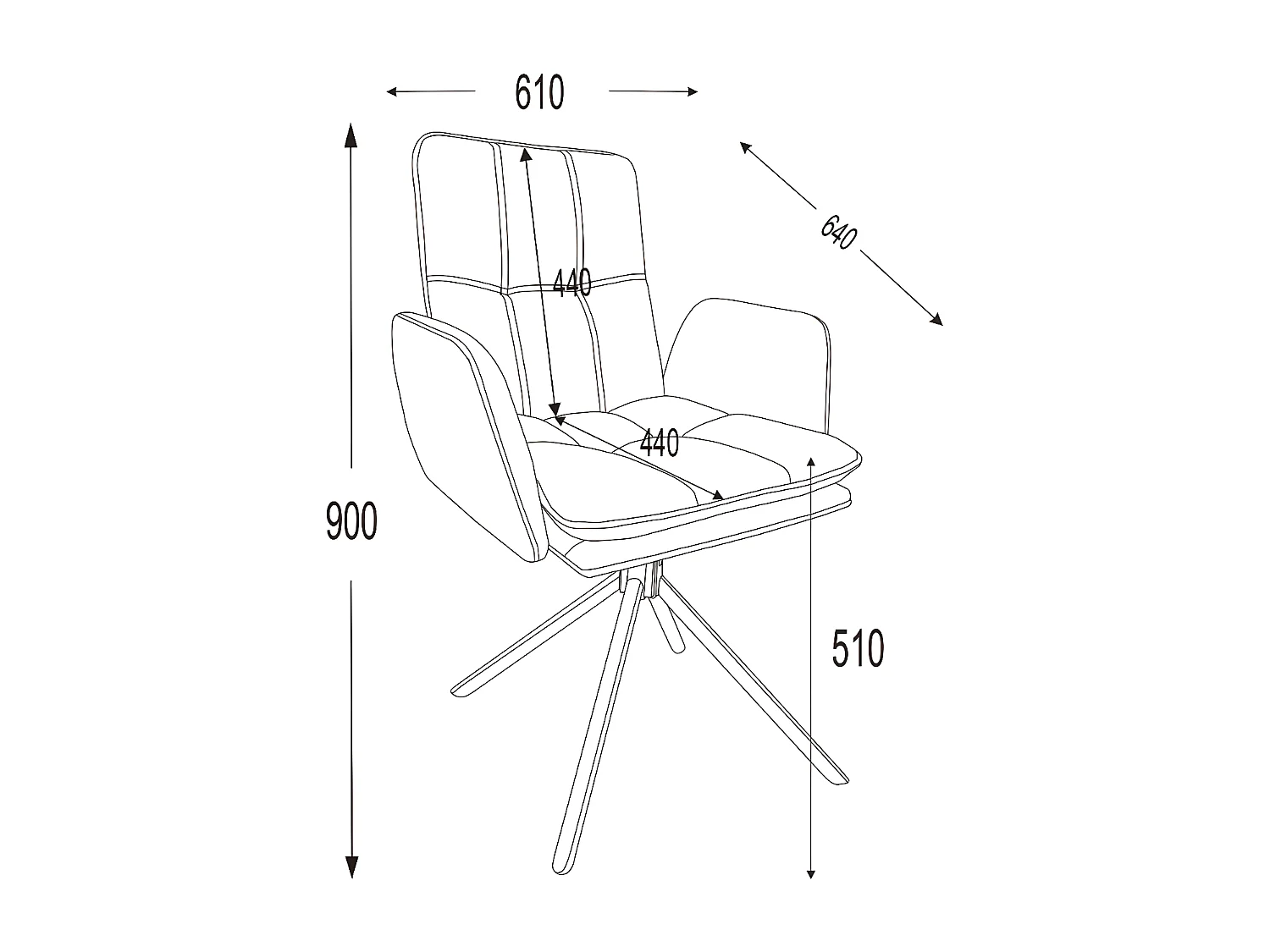Lot de 2 chaises - tissu et métal noir - gris - SENTI