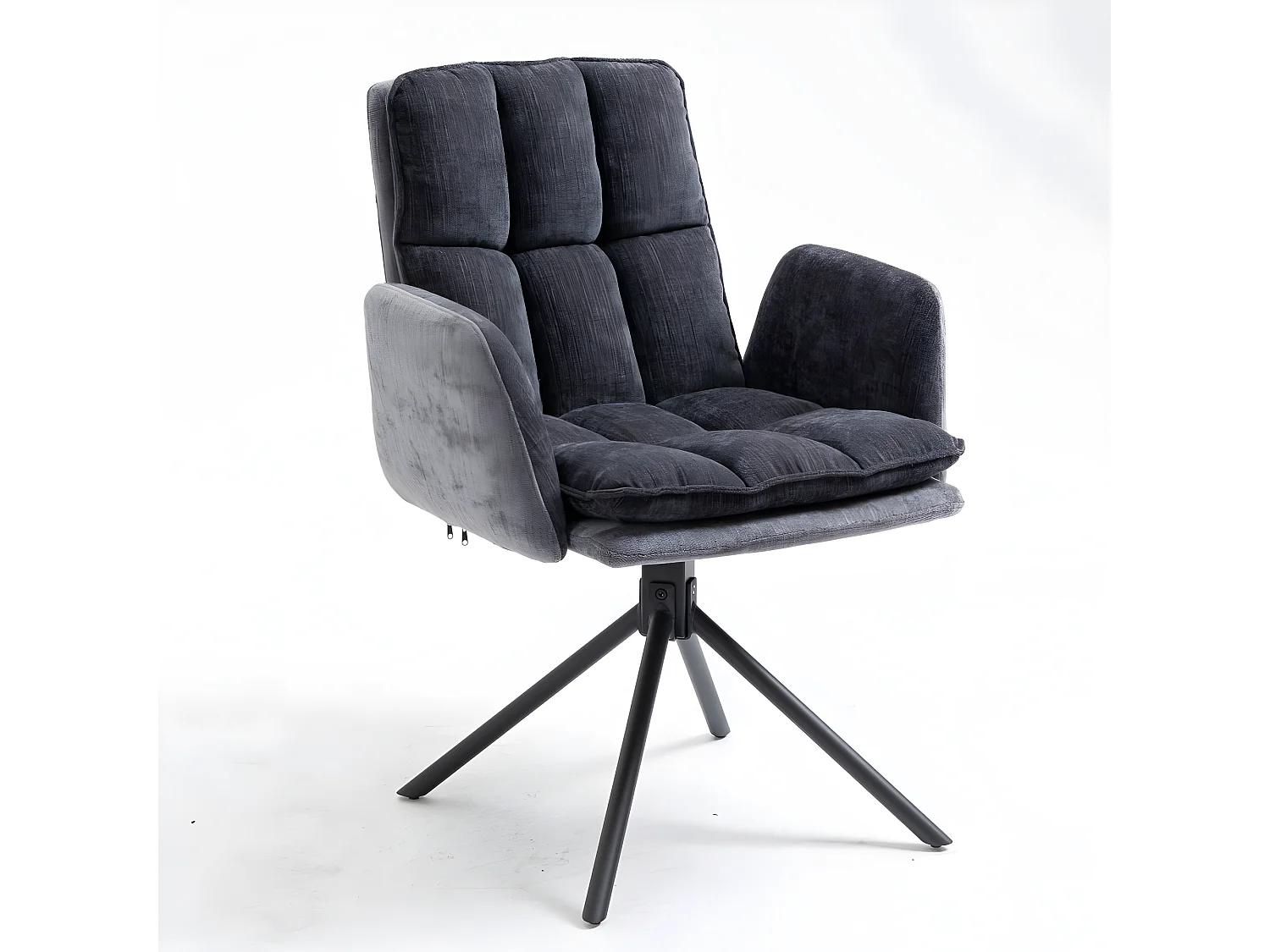 Lot de 2 chaises - tissu et métal noir - gris - SENTI