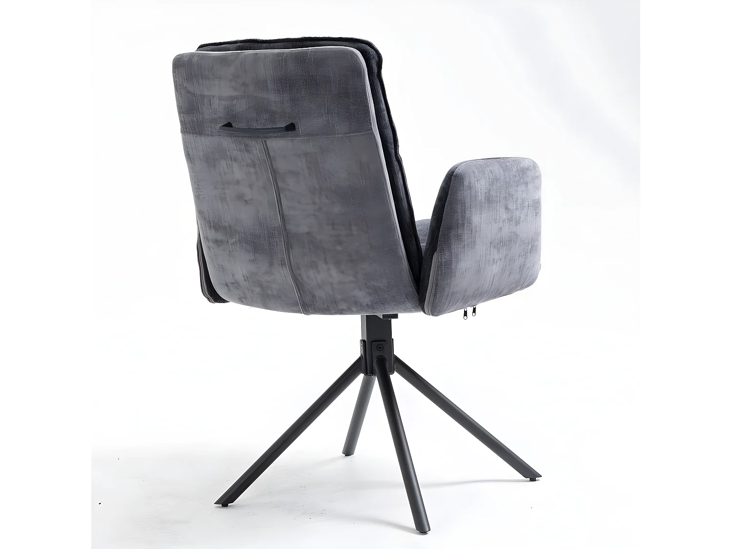 Lot de 2 chaises - tissu et métal noir - gris - SENTI