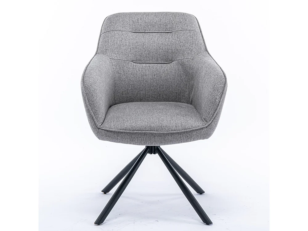 Stuhl mit armlehnen 2er-Set - Stoff & schwarzes Metall - Grau - KANONA