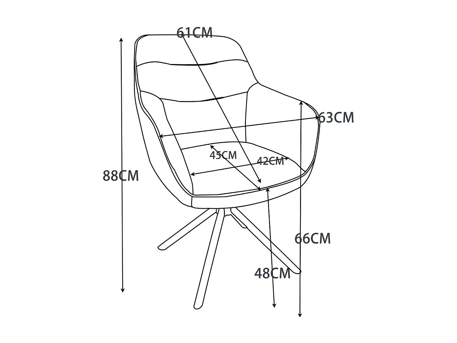 Stuhl mit armlehnen 2er-Set - Stoff & schwarzes Metall - Grau - KANONA